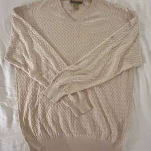Men's Cream Silk/cotton cable knit Sweater